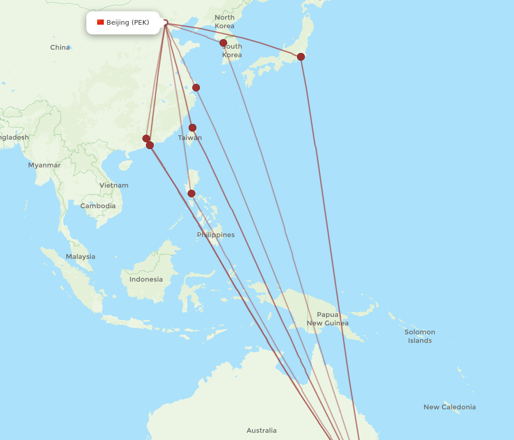 All flight routes from Sydney to Beijing, SYD to PEK - Flight Routes