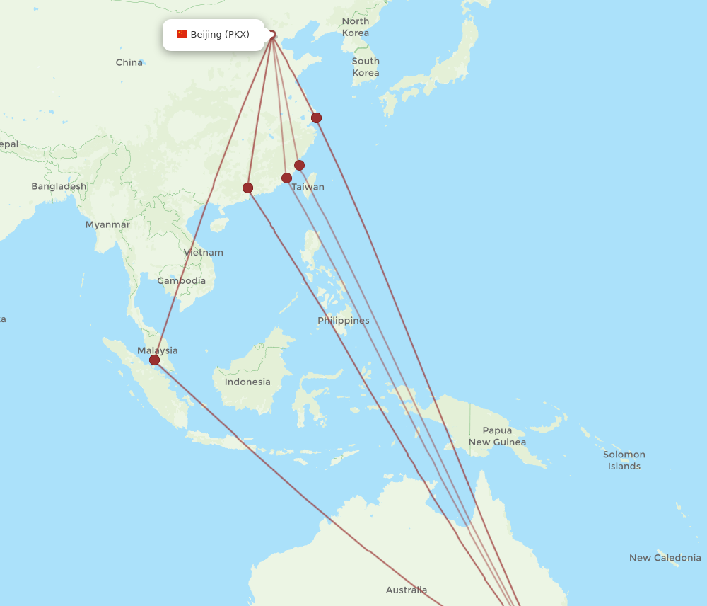 SYD to PKX flights and routes map