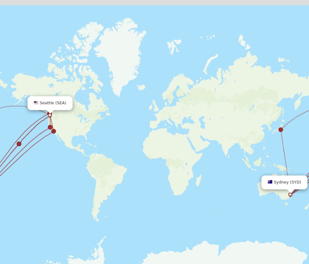 Flights from Sydney to Seattle SYD to SEA Flight Routes