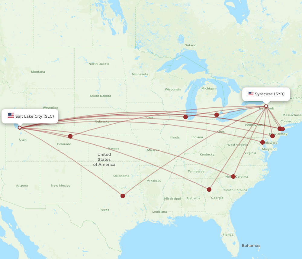 Flights from Syracuse to Salt Lake City, SYR to SLC - Flight Routes