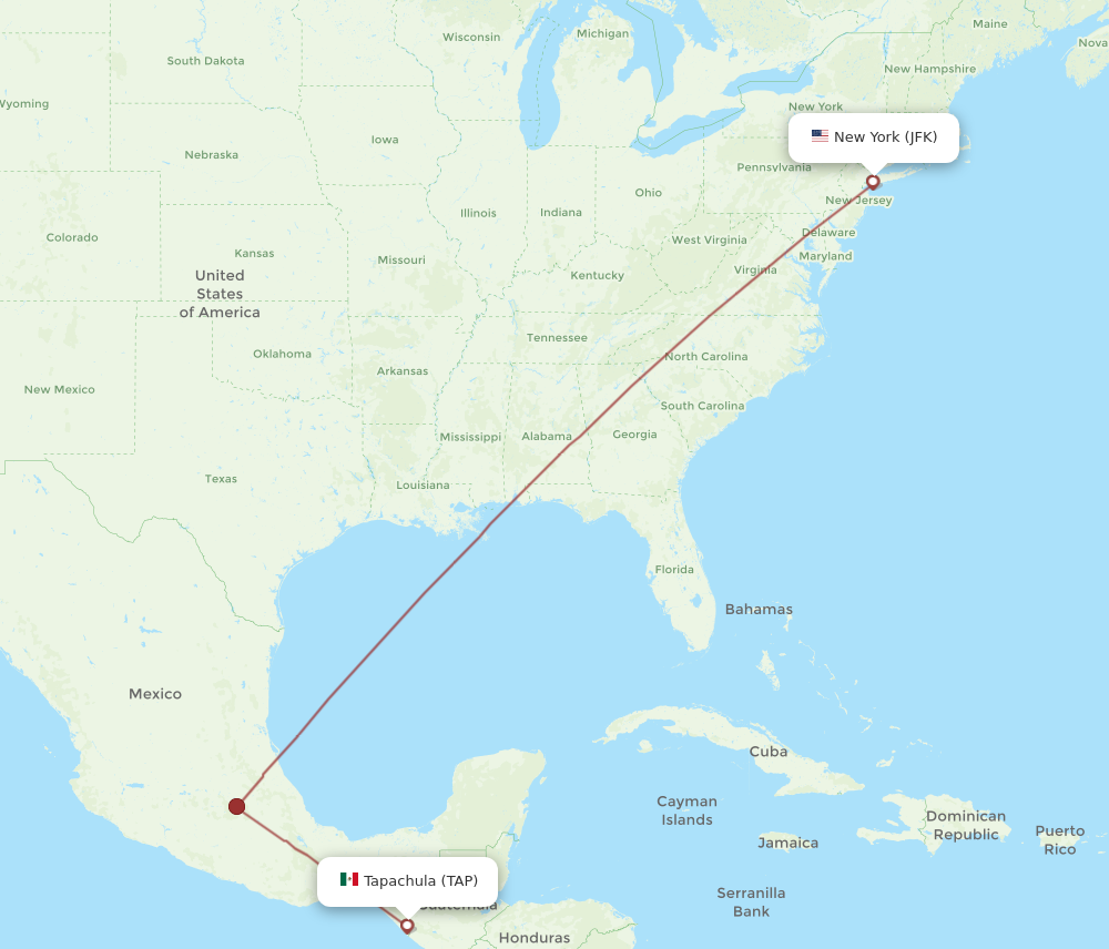 Flights from Tapachula to New York TAP to JFK Flight Routes