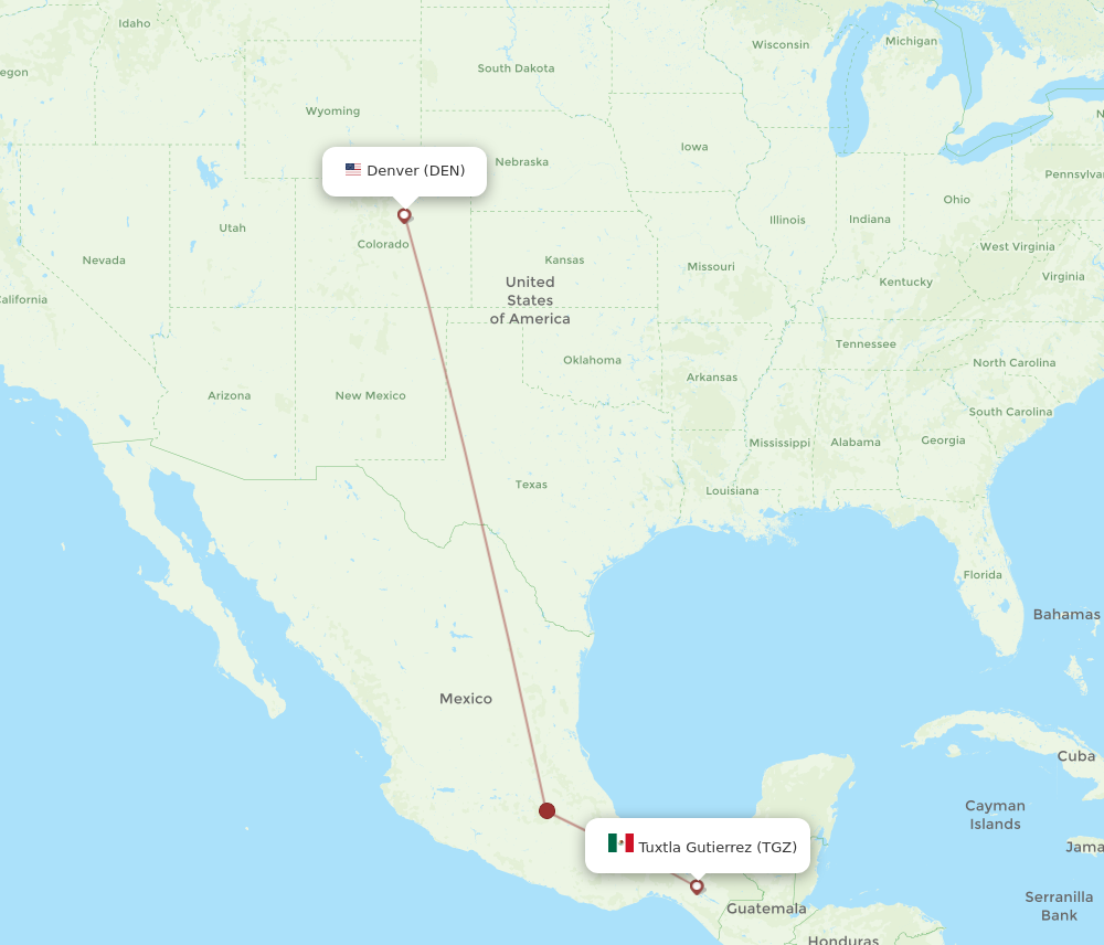 Flights from Tuxtla Gutierrez to Denver TGZ to DEN Flight Routes