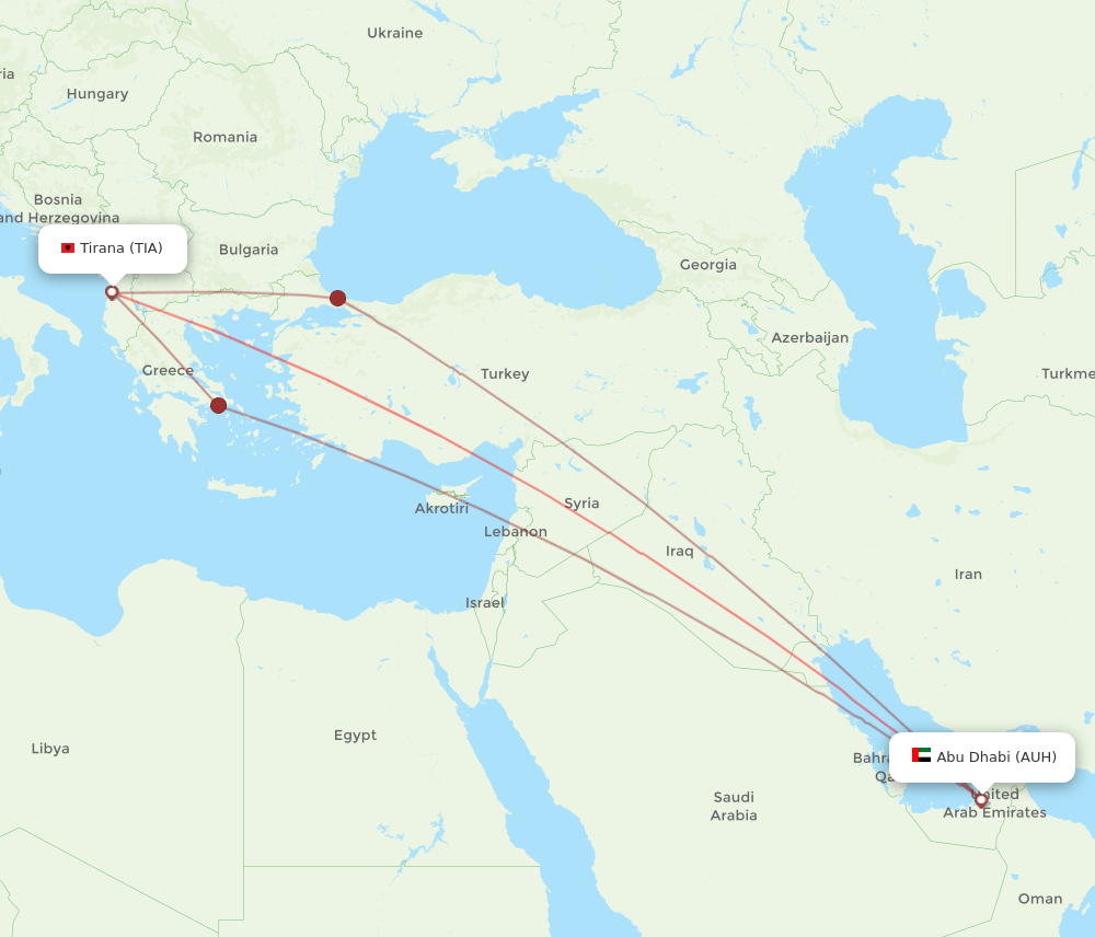 Flights from Tirana to Abu Dhabi TIA to AUH Flight Routes