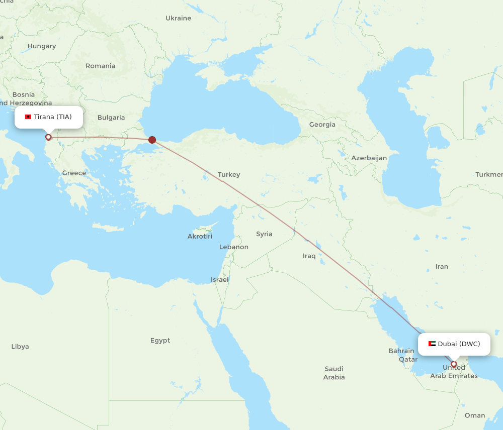 Flights from Tirana to Dubai TIA to DWC Flight Routes