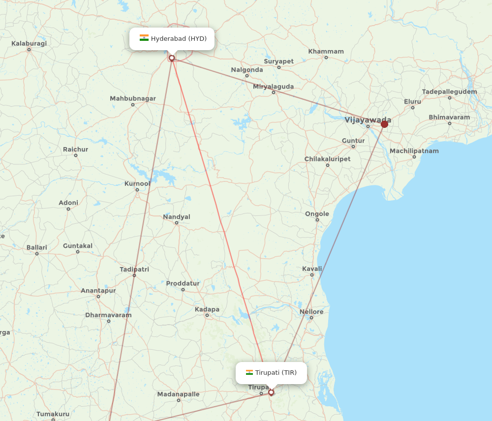 All Flight Routes From Tirupati To Hyderabad Tir To Hyd Flight Routes 9331