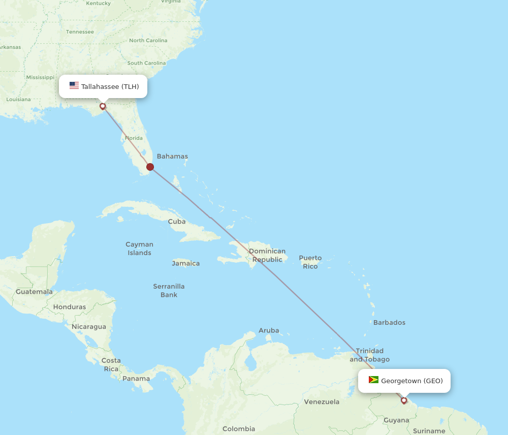 Flights From Tallahassee To Georgetown, Tlh To Geo - Flight Routes