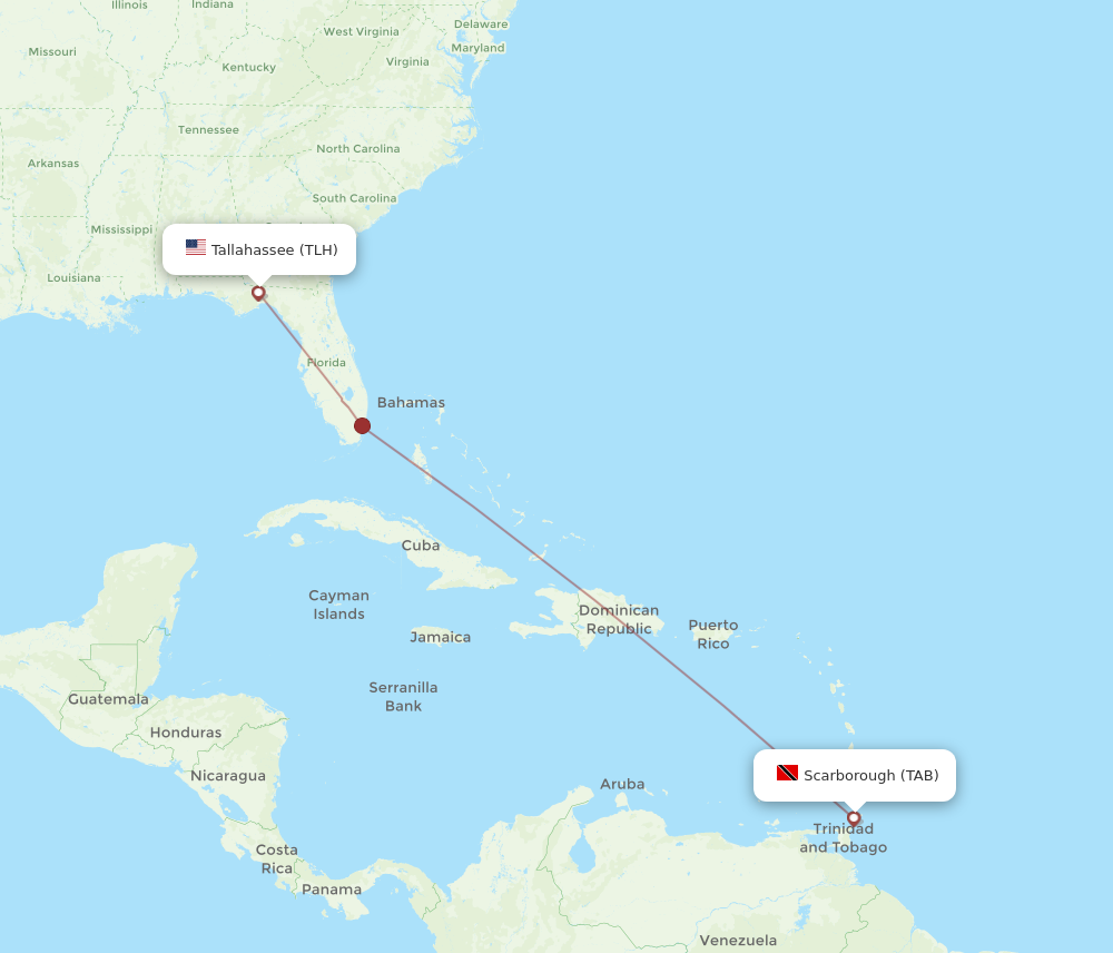 Flights from Tallahassee to Tobago, TLH to TAB - Flight Routes