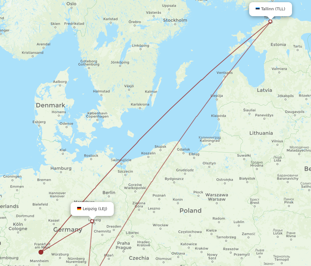 Flights from Tallinn to Leipzig Halle TLL to LEJ Flight Routes