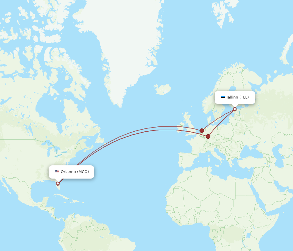 Flights From Tallinn To Orlando, TLL To MCO - Flight Routes