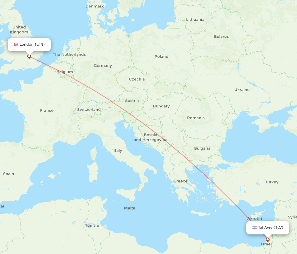 Flights from Tel Aviv Yafo to London TLV to LTN Flight Routes