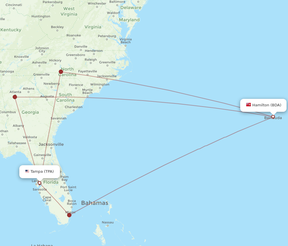 Flights from Tampa to Bermuda TPA to BDA Flight Routes