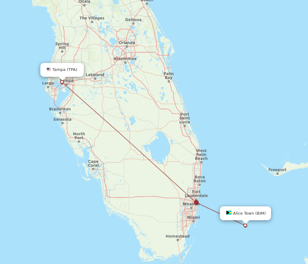 Flights from Tampa to Bimini TPA to BIM Flight Routes