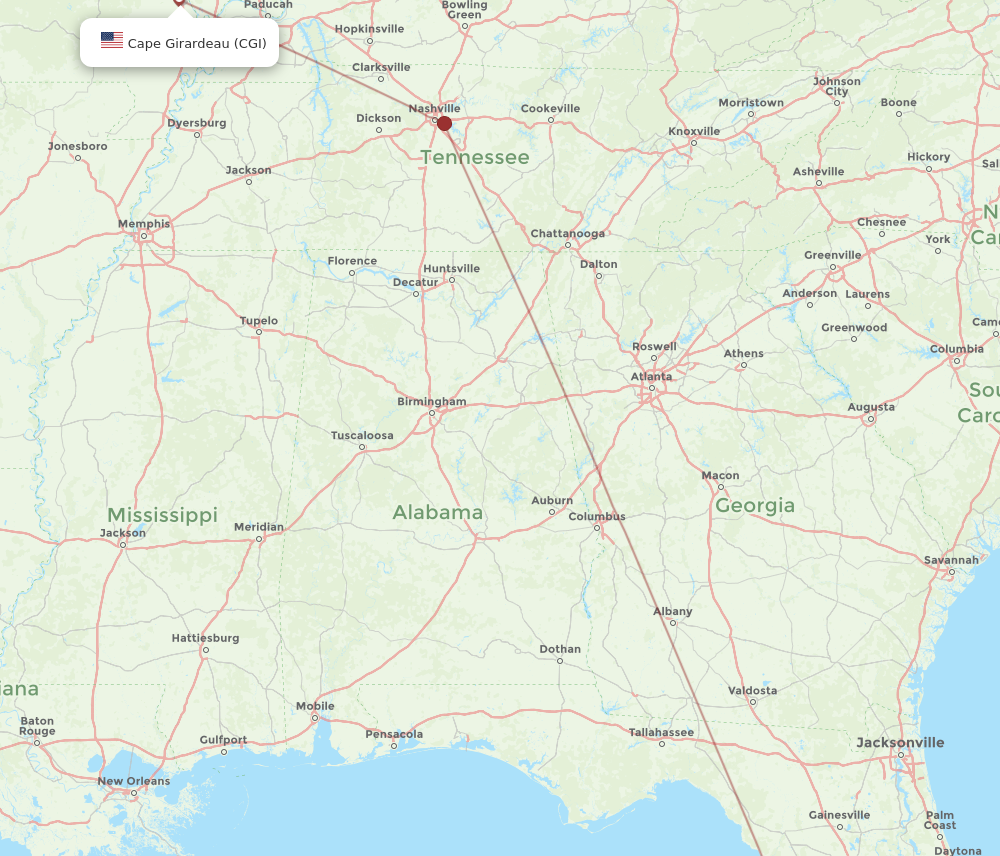 Flights from Tampa to Cape Girardeau TPA to CGI Flight Routes