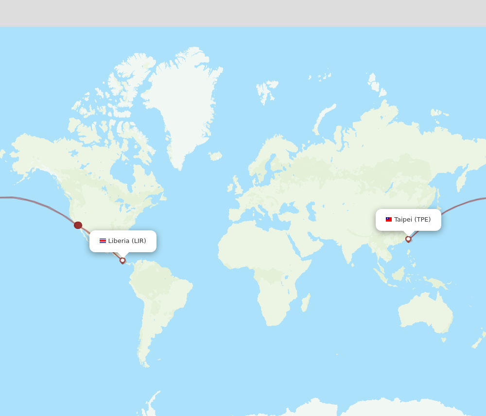 Flights from Taipei to Guanacaste TPE to LIR Flight Routes