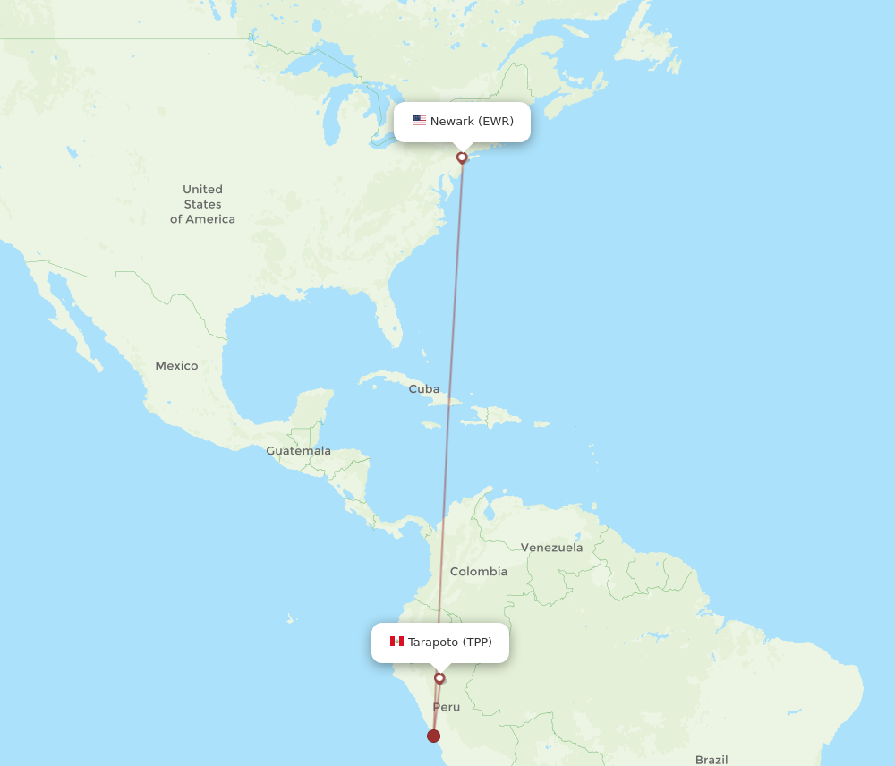 Flights from Tarapoto to New York TPP to EWR Flight Routes