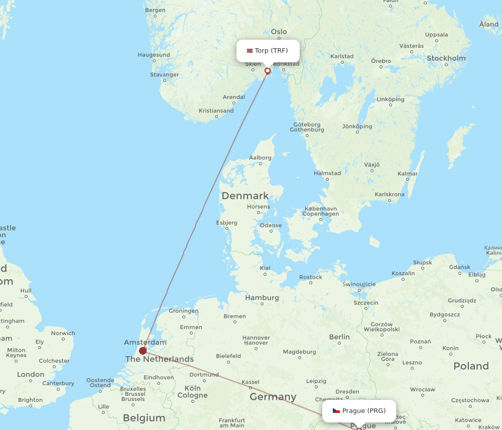 Flights from Sandefjord to Prague TRF to PRG Flight Routes