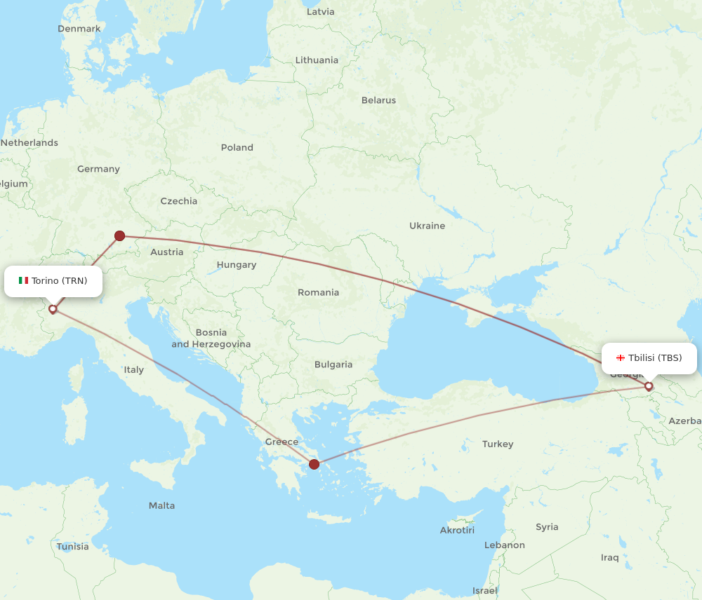 Flights from Turin to Tbilisi TRN to TBS Flight Routes