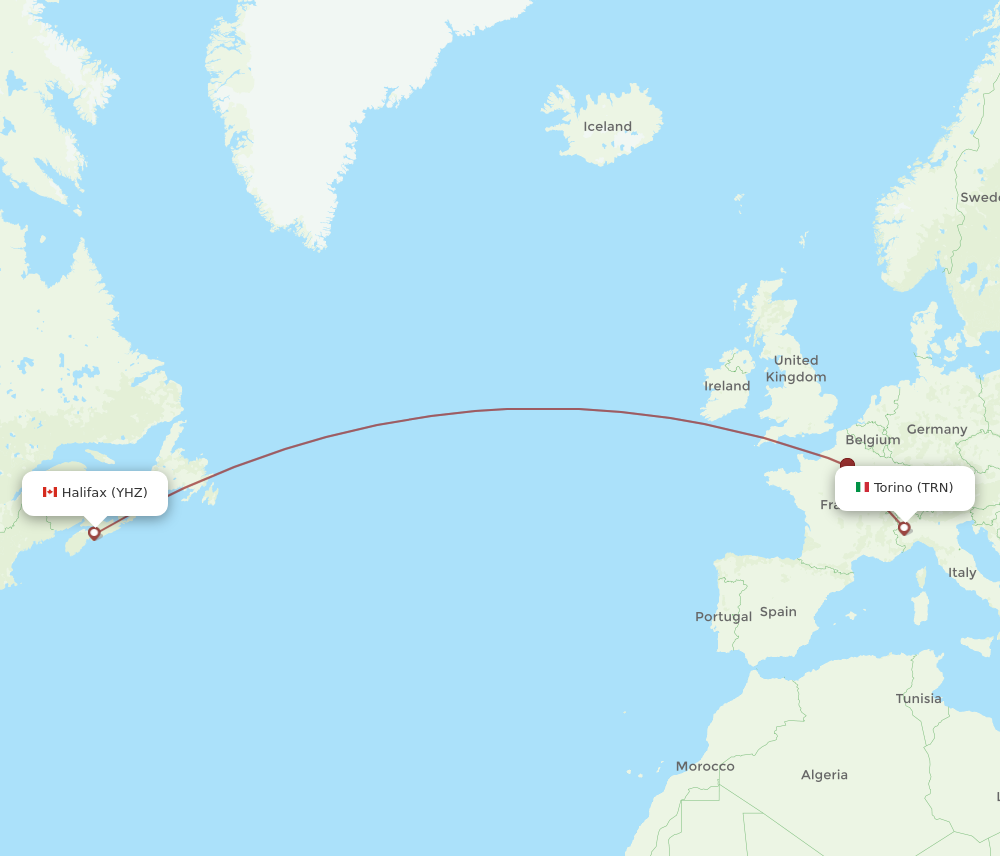 Flights from Turin to Halifax TRN to YHZ Flight Routes