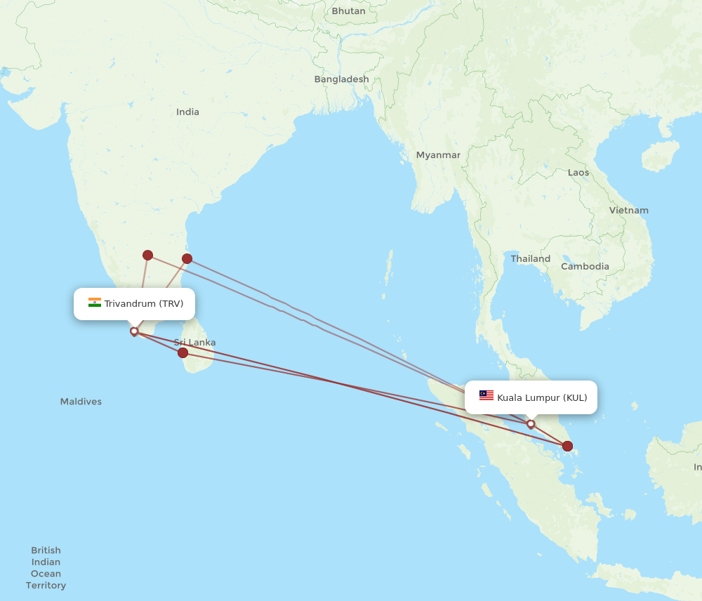 Flights from Thiruvananthapuram to Kuala Lumpur TRV to KUL