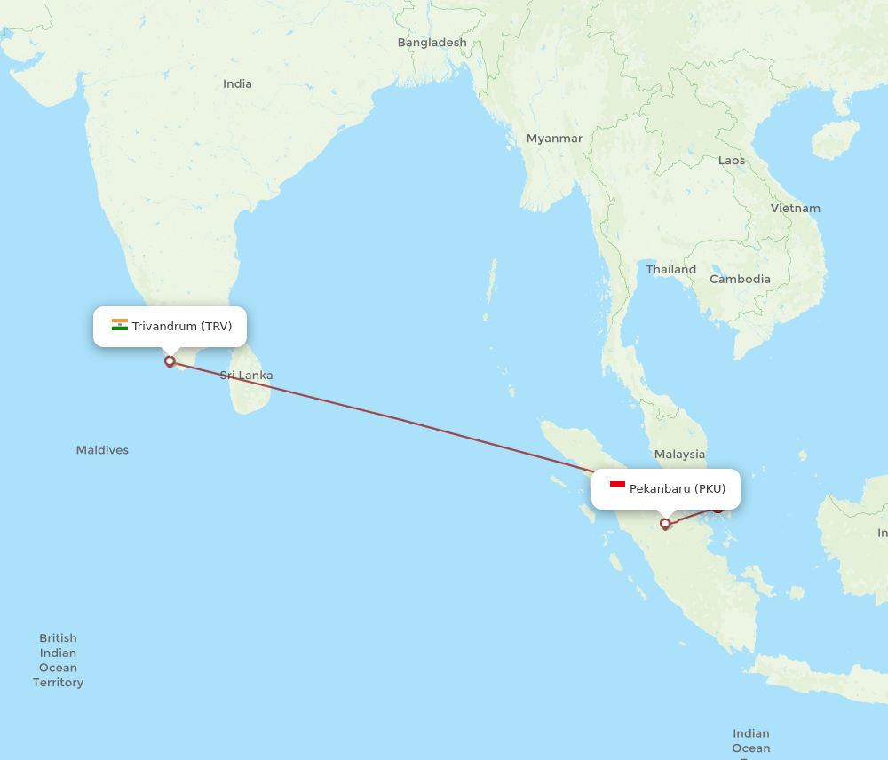 TRV to PKU flights and routes map