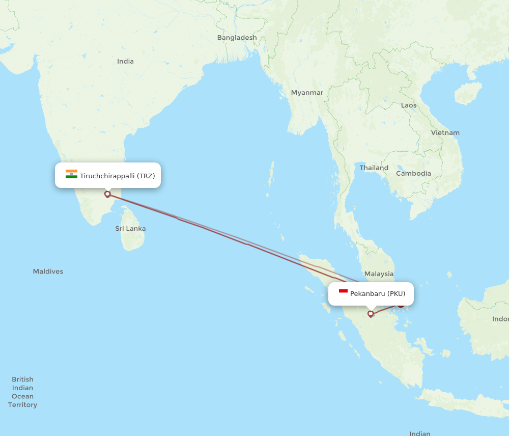 TRZ to PKU flights and routes map