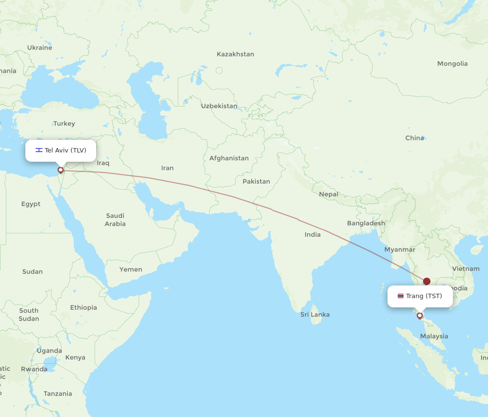 Flights from Trang to Tel Aviv-Yafo, TST to TLV - Flight Routes