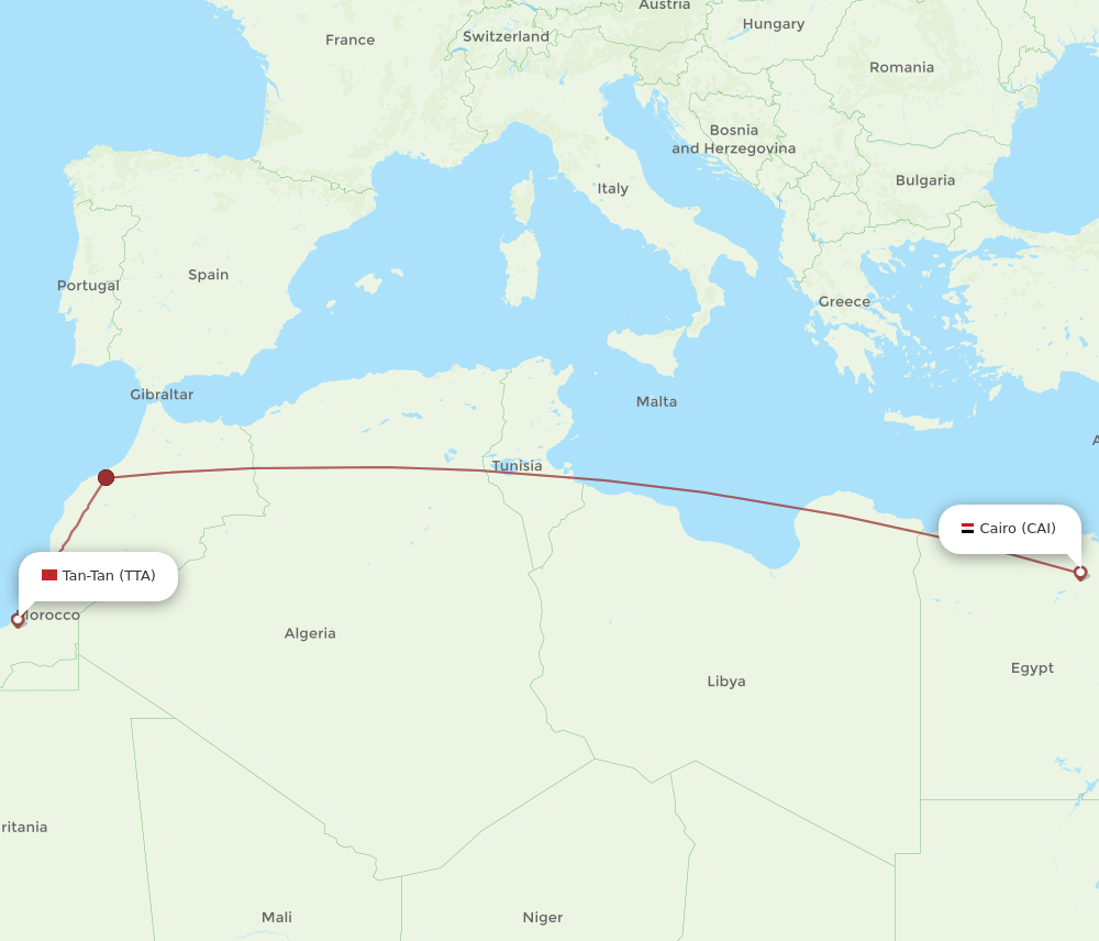 Flights from Tan Tan to Cairo TTA to CAI Flight Routes