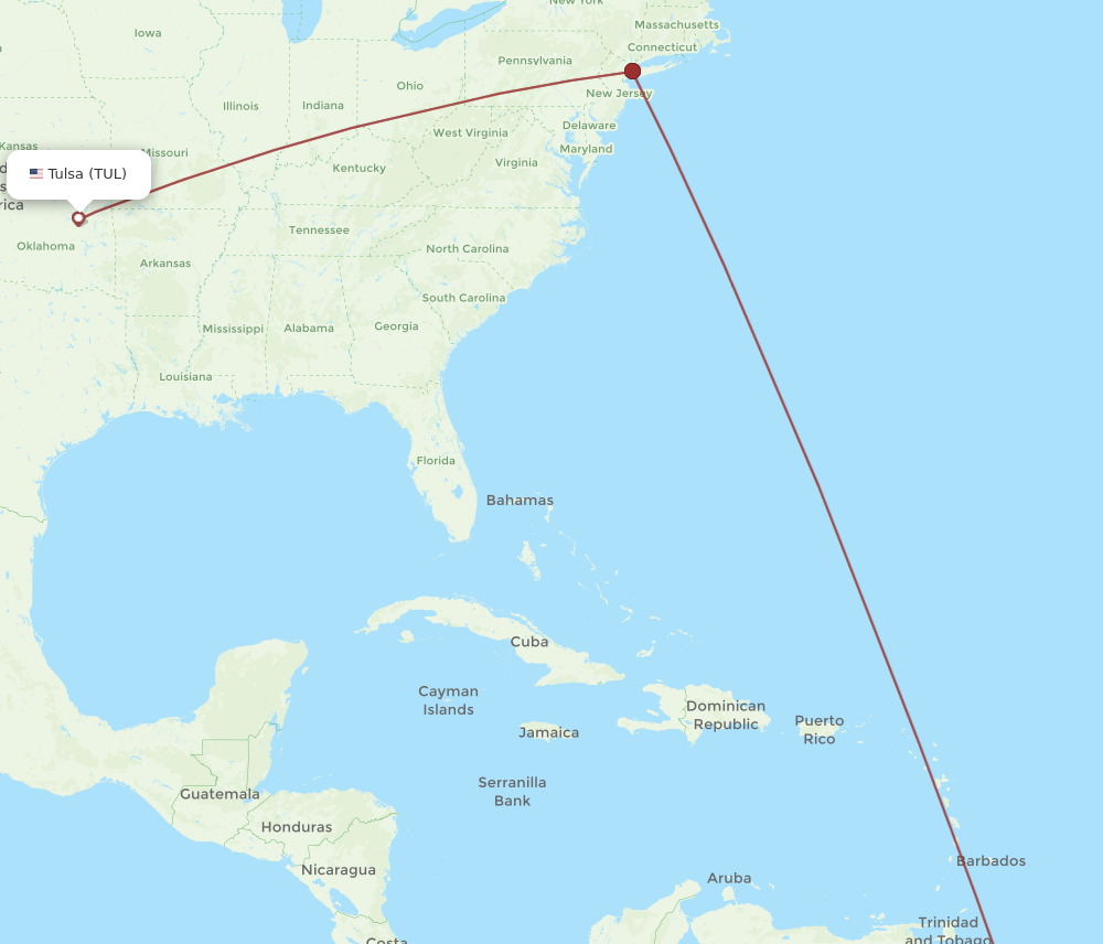 All flight routes from Tulsa to Georgetown, TUL to GEO - Flight Routes