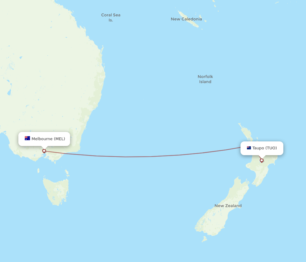 Flights from Taupo to Melbourne TUO to MEL Flight Routes