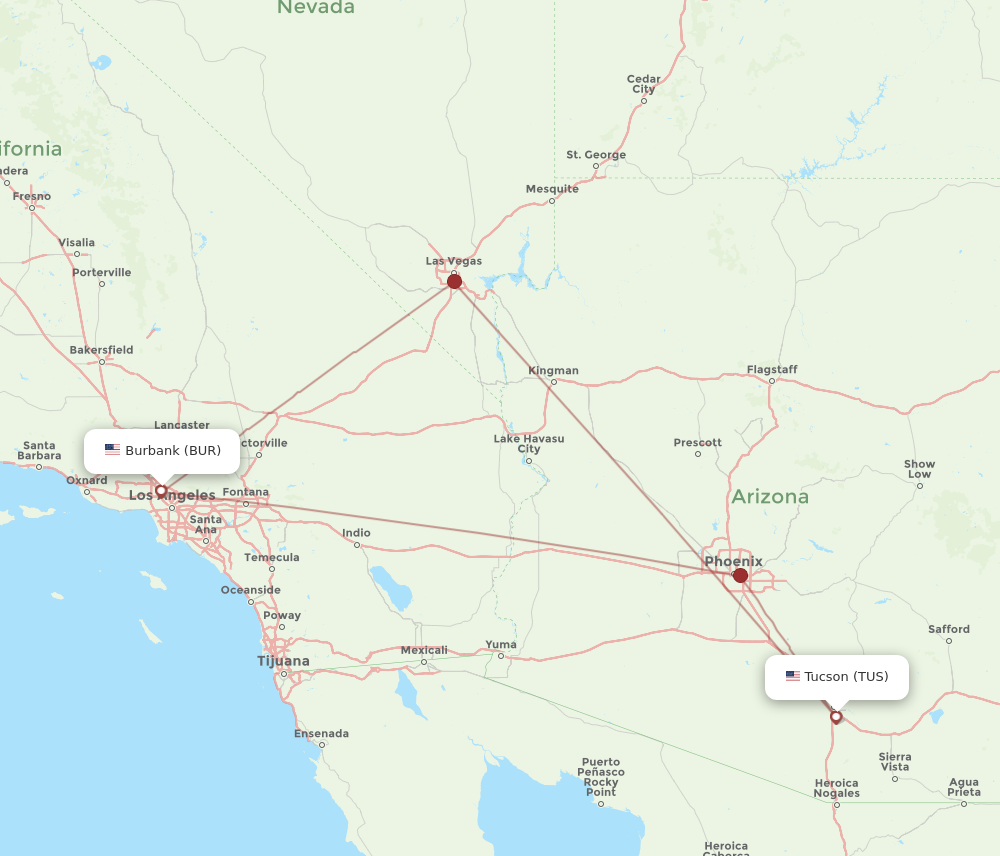 Flights From Tucson To Burbank, TUS To BUR - Flight Routes