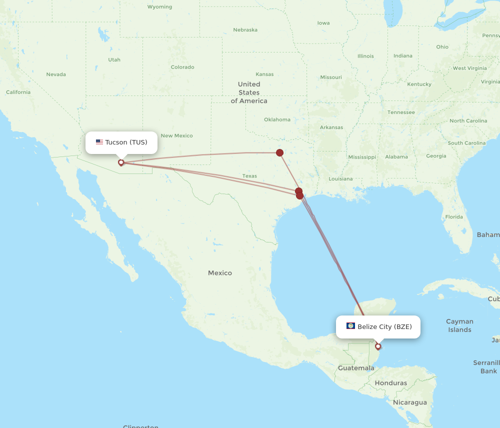 Flights From Tucson To Belize City, TUS To BZE - Flight Routes