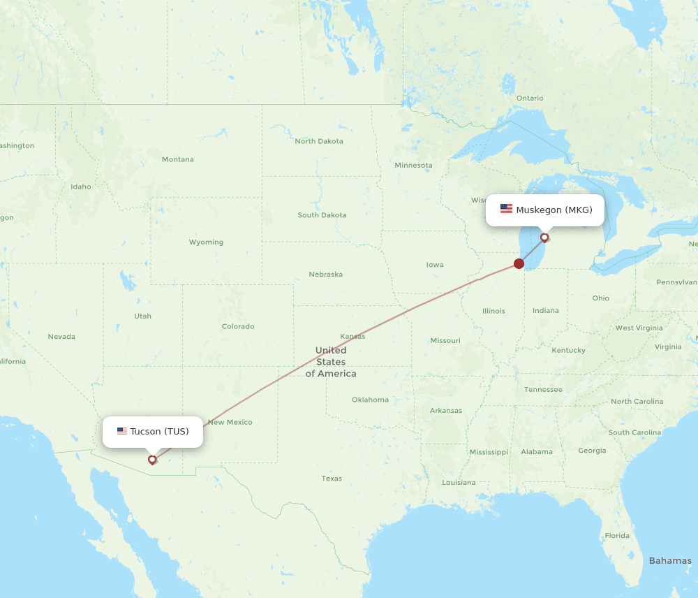 Flights From Tucson To Muskegon, TUS To MKG - Flight Routes