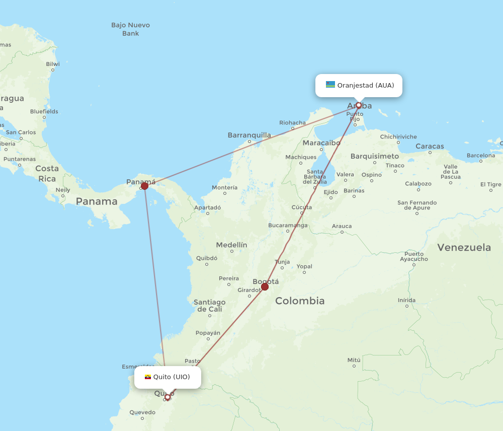 Flights from Quito to Aruba UIO to AUA Flight Routes