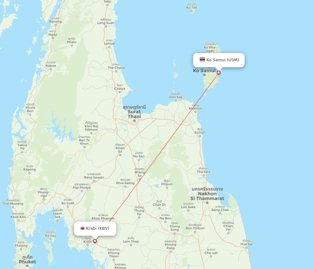 Flights from Koh Samui to Krabi, USM to KBV - Flight Routes