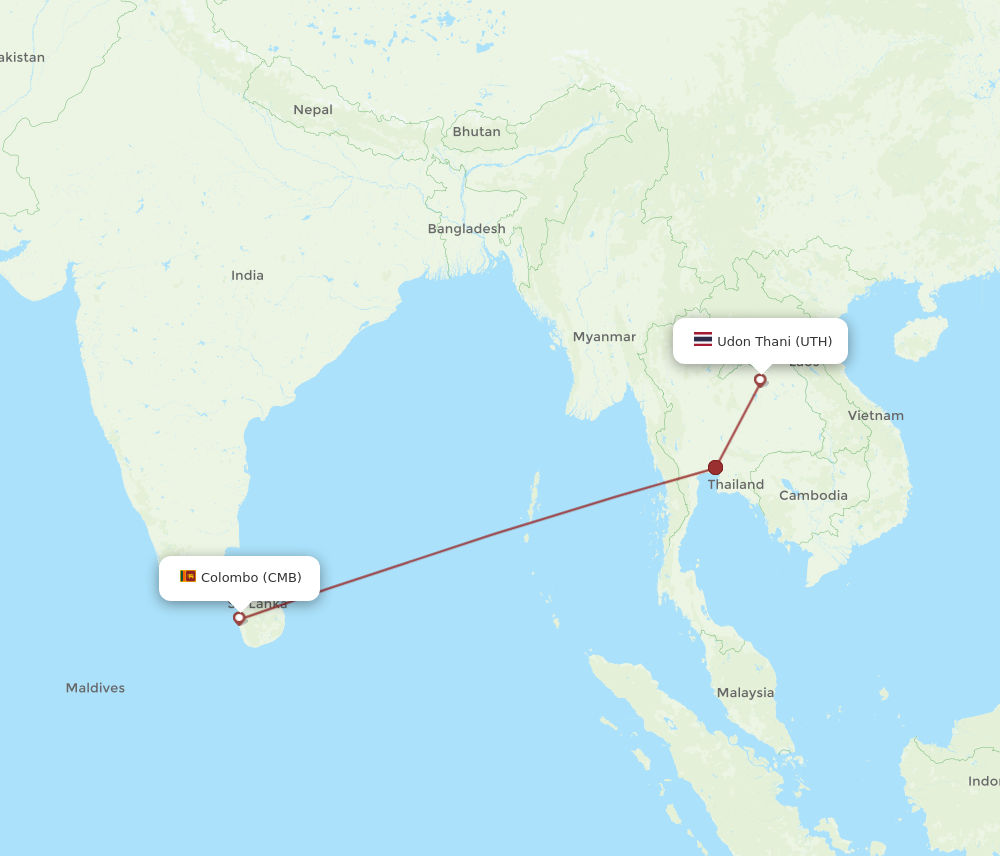 All Flight Routes From Colombo To Udon Thani Cmb To Uth Flight Routes 8219