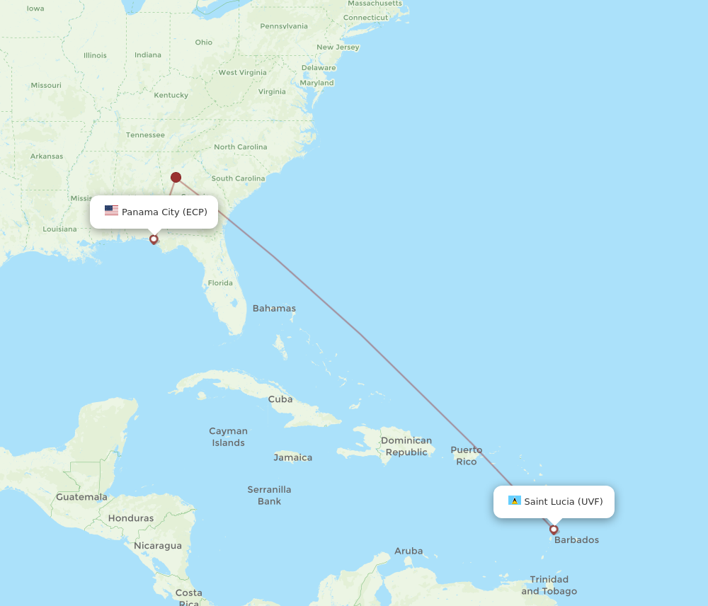 All flight routes from Saint Lucia to Panama City, UVF to ECP - Flight ...