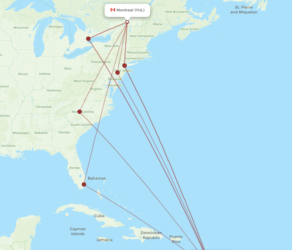 Flights from Montreal to Saint Lucia YUL to UVF Flight Routes