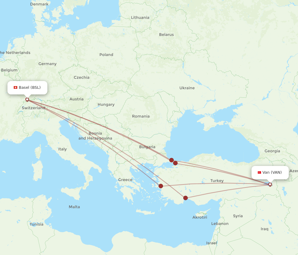 Flights from Van to Basel Switzerland Mulhouse VAN to BSL