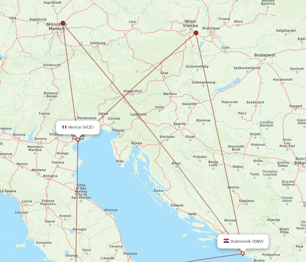 Flights from Venice to Dubrovnik VCE to DBV Flight Routes