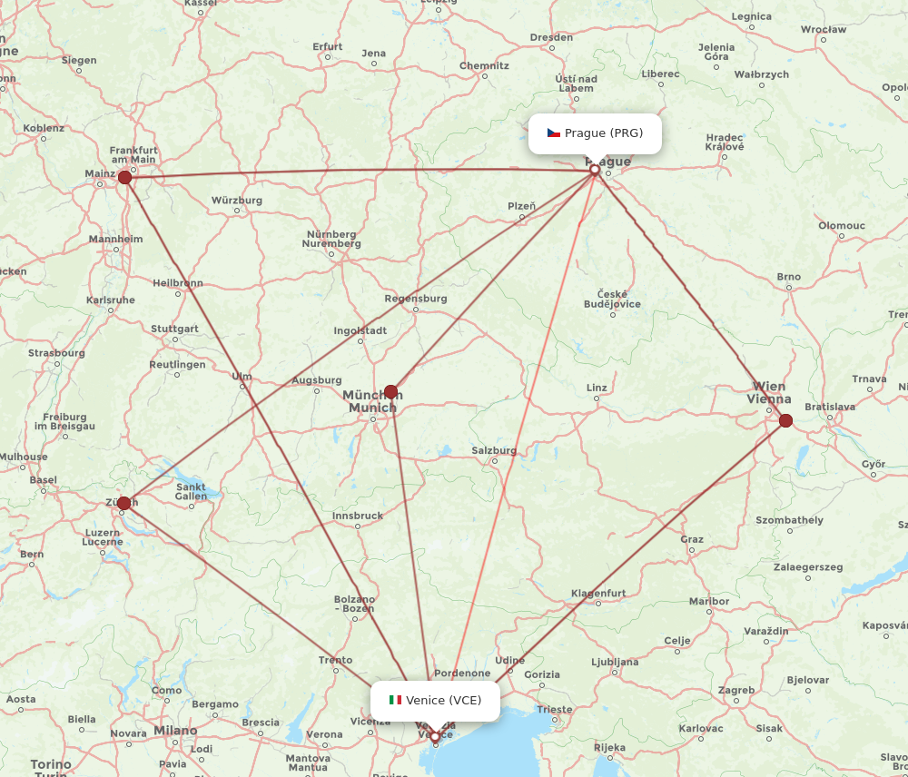 Flights from Venice to Prague VCE to PRG Flight Routes