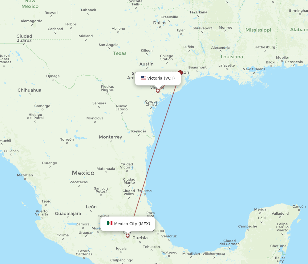 Flights from Victoria to Mexico City, VCT to MEX - Flight Routes