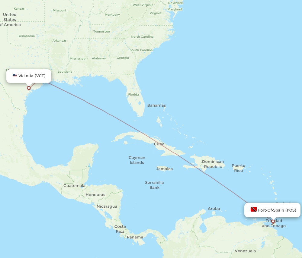 Flights from Victoria to Port Of Spain, VCT to POS - Flight Routes