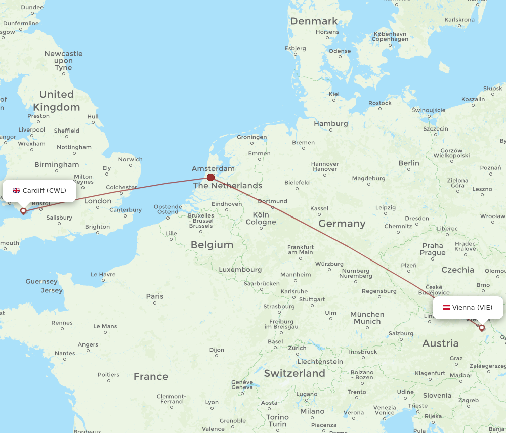 Flights from Vienna to Cardiff VIE to CWL Flight Routes