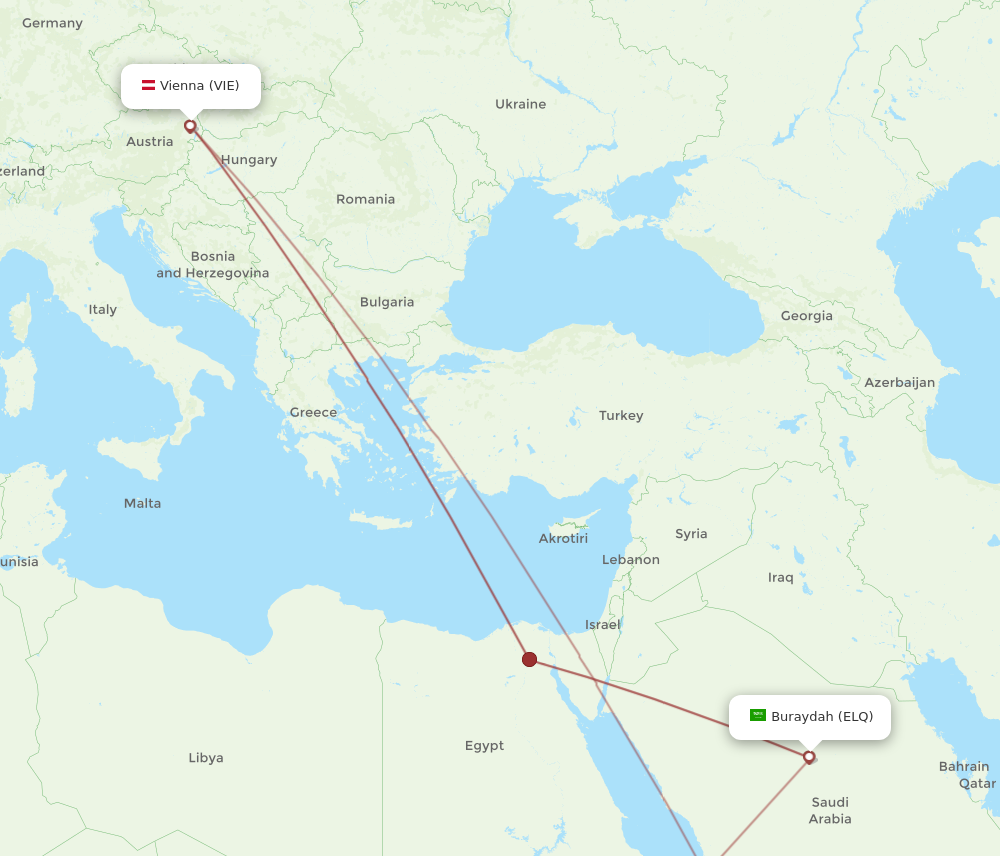 VIE to ELQ flights and routes map