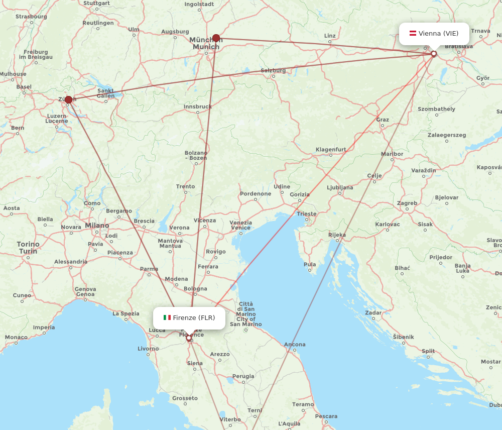 Flights from Vienna to Florence VIE to FLR Flight Routes