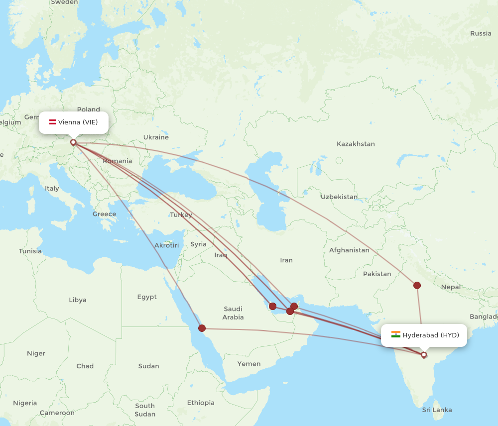 All Flight Routes From Vienna To Hyderabad Vie To Hyd Flight Routes 8525