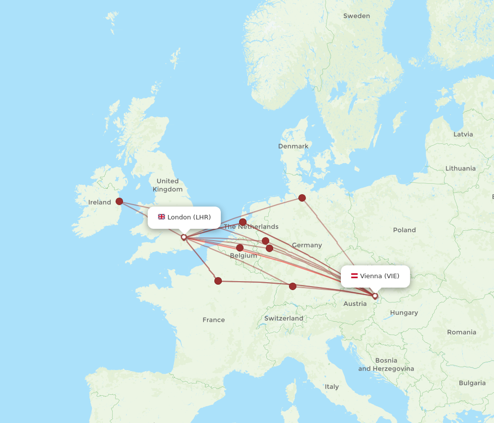 Flights from Vienna to London VIE to LHR Flight Routes