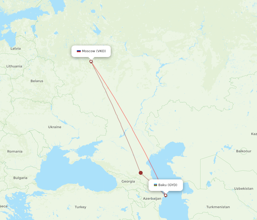 Flights from Moscow to Baku VKO to GYD Flight Routes