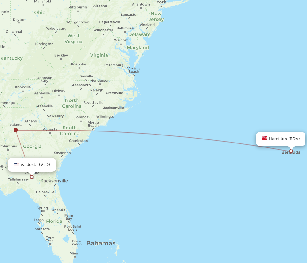 Flights from Valdosta to Bermuda VLD to BDA Flight Routes