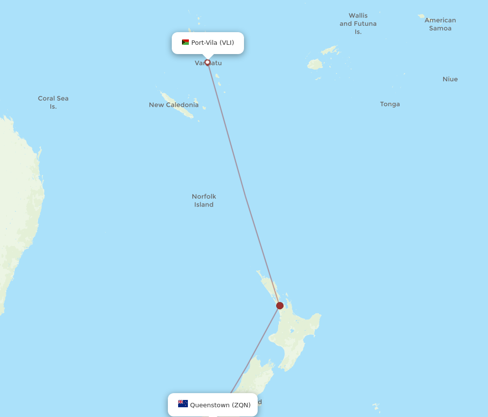 All Flight Routes From Port Vila To Queenstown Vli To Zqn Flight Routes 0197